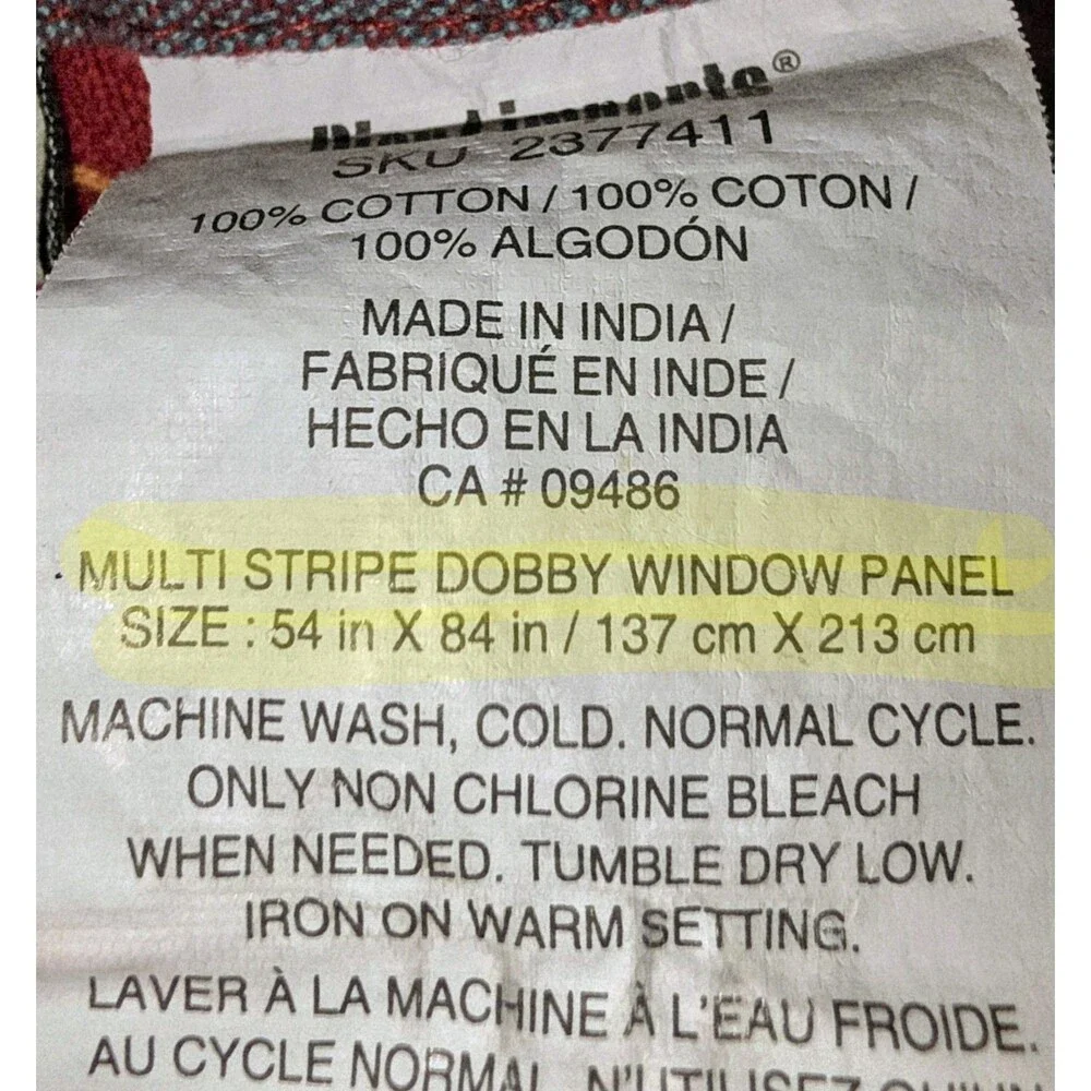 Pier 1 Imports 54x84 HTF Dobby Multi Stripe Embroidered Boho Window Panels 1pr